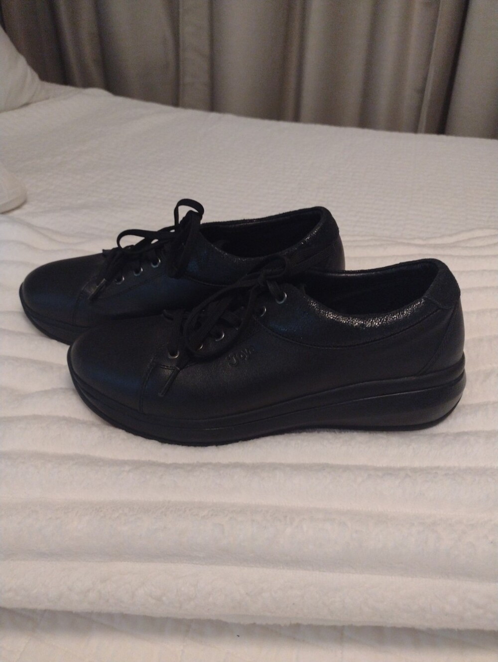 Joya Ortholite Women 8.5 Athena Black Genuine Leather Orthopedic Shoes Work Walk
